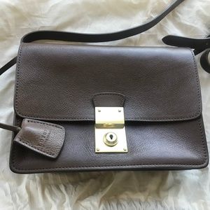 LOTUFF Tan Leather Locking Cross Body Bag Like New